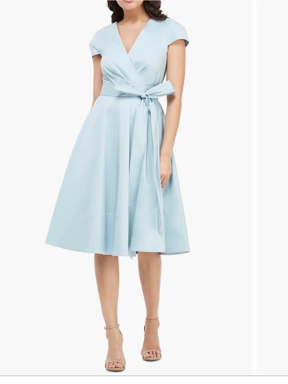 Gal Meets Glam Pale Blue Wrap Fit-and-Flare Dress